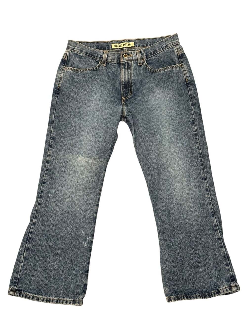 Vintage Zena Y2K Denim Blue Jeans with Back Seam and Hem Slits SZ 10